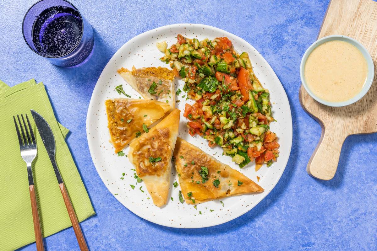 Filo-Samosas mit würziger Kichererbsen-Füllung
