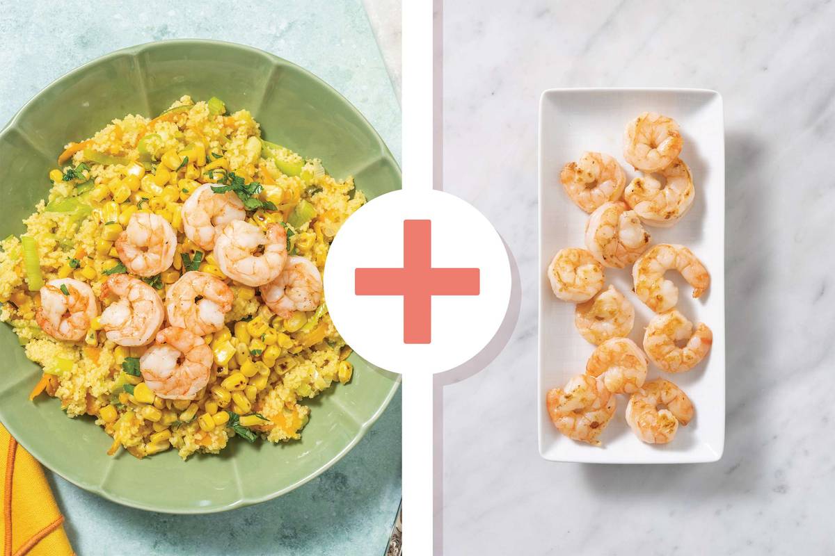 Double Jerk-Spiced Prawns & Veggie Couscous