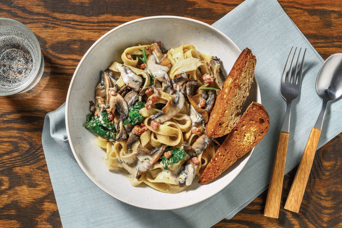 Quick Comforting Bacon & Mushroom Boscaiola