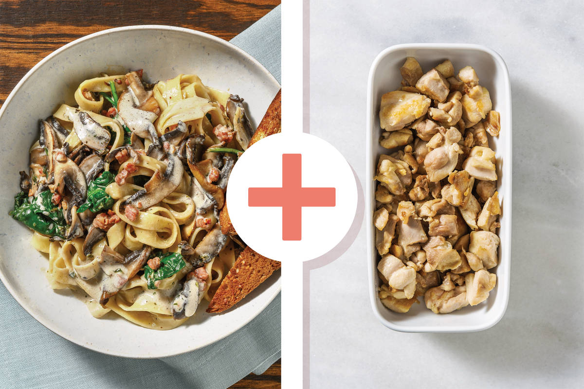 Quick Comforting Mushroom, Chicken & Bacon Boscaiola
