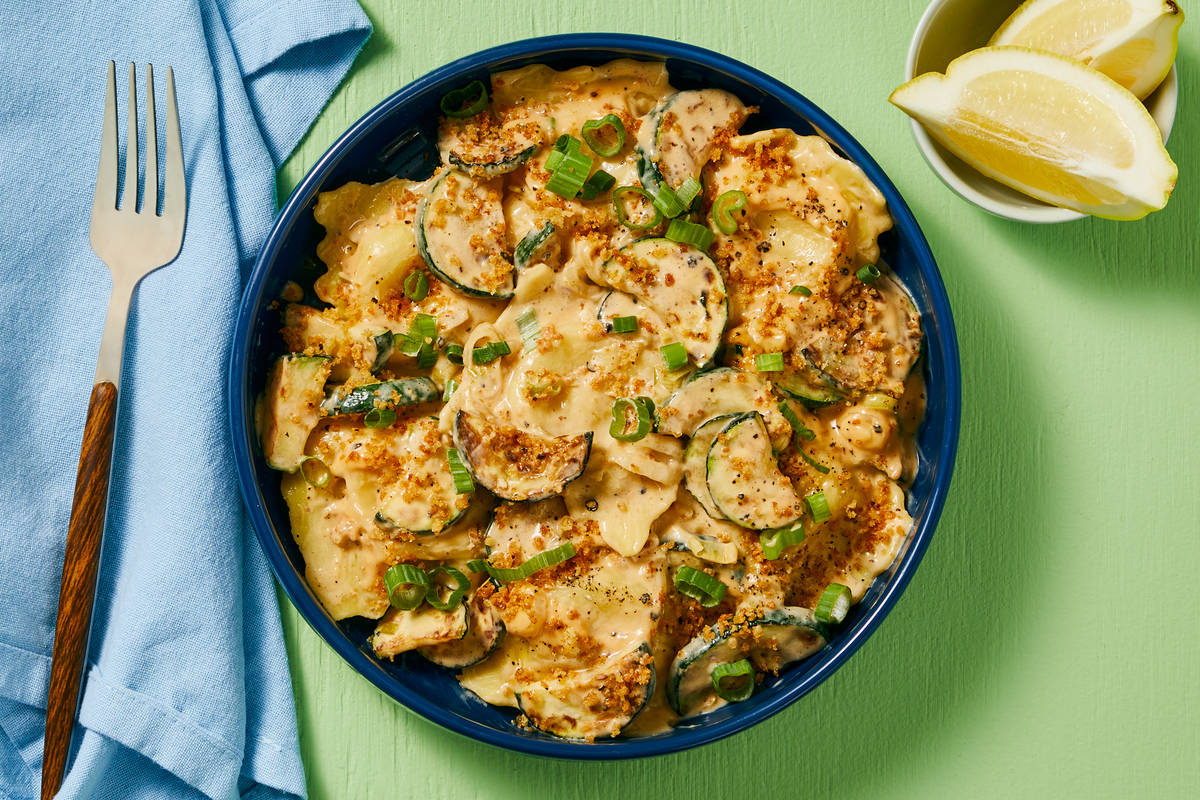 Ravioli & Shrimp in Garlic Cream
