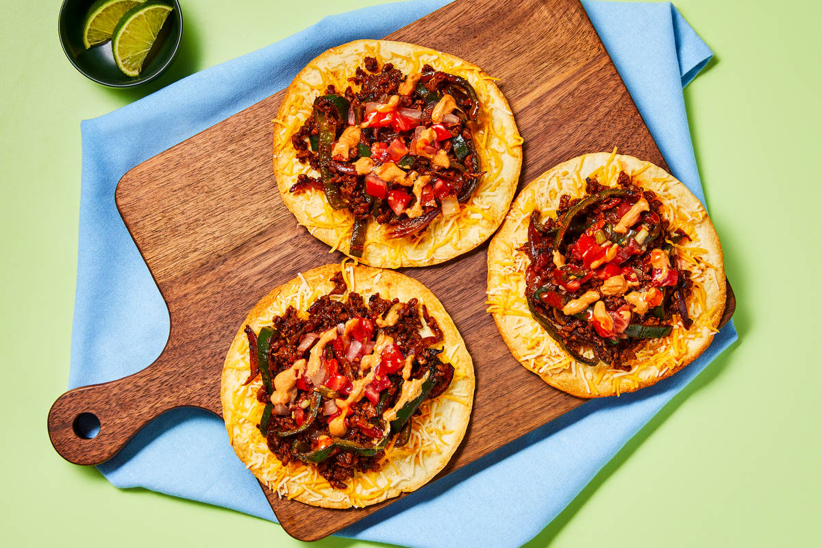 Cheesy Plant-Based Protein Tostadas