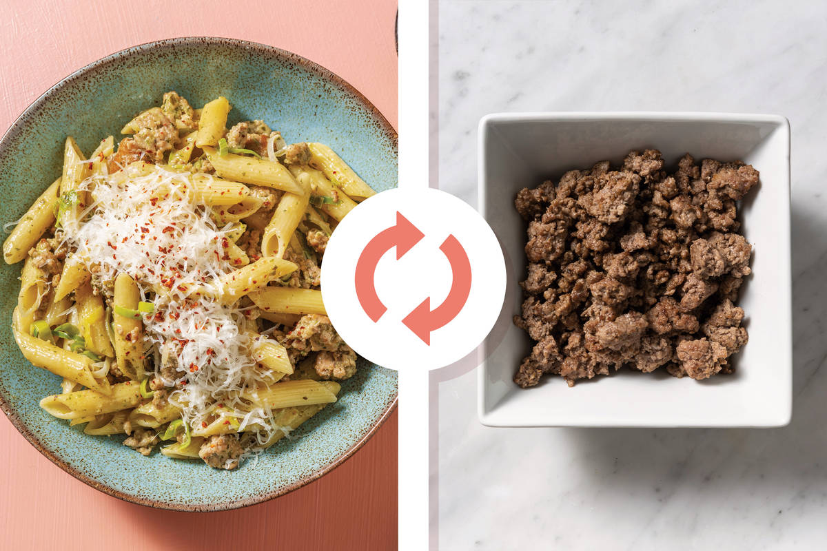 Hearty Beef & Basil Pesto Fusilli