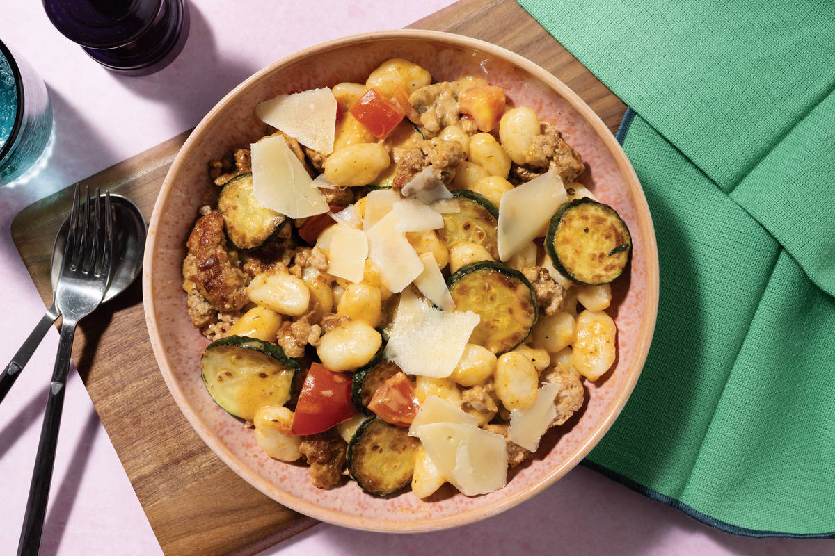 15-min Creamy Pork & Zucchini Gnocchi