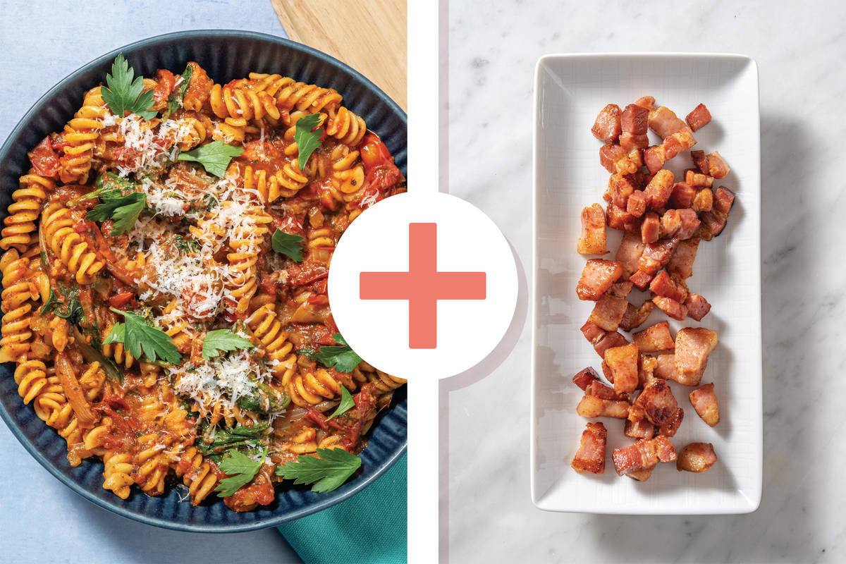Roast Veggie, Bacon & Tomato Fusilli