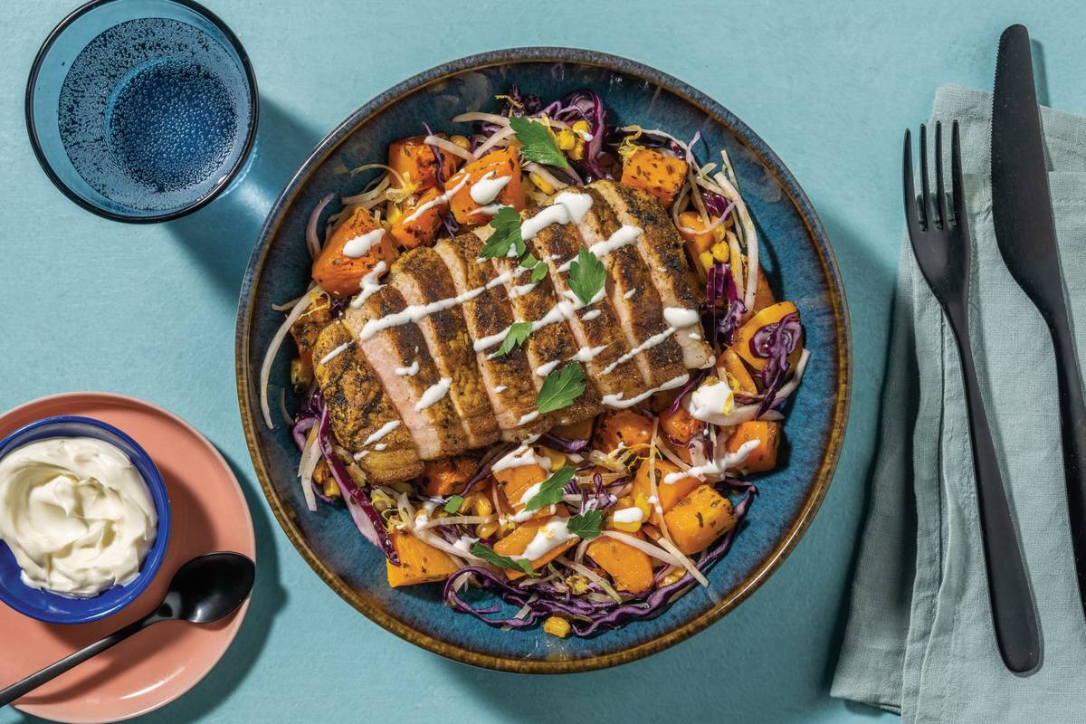 All-American Haloumi & Roast Pumpkin Slaw