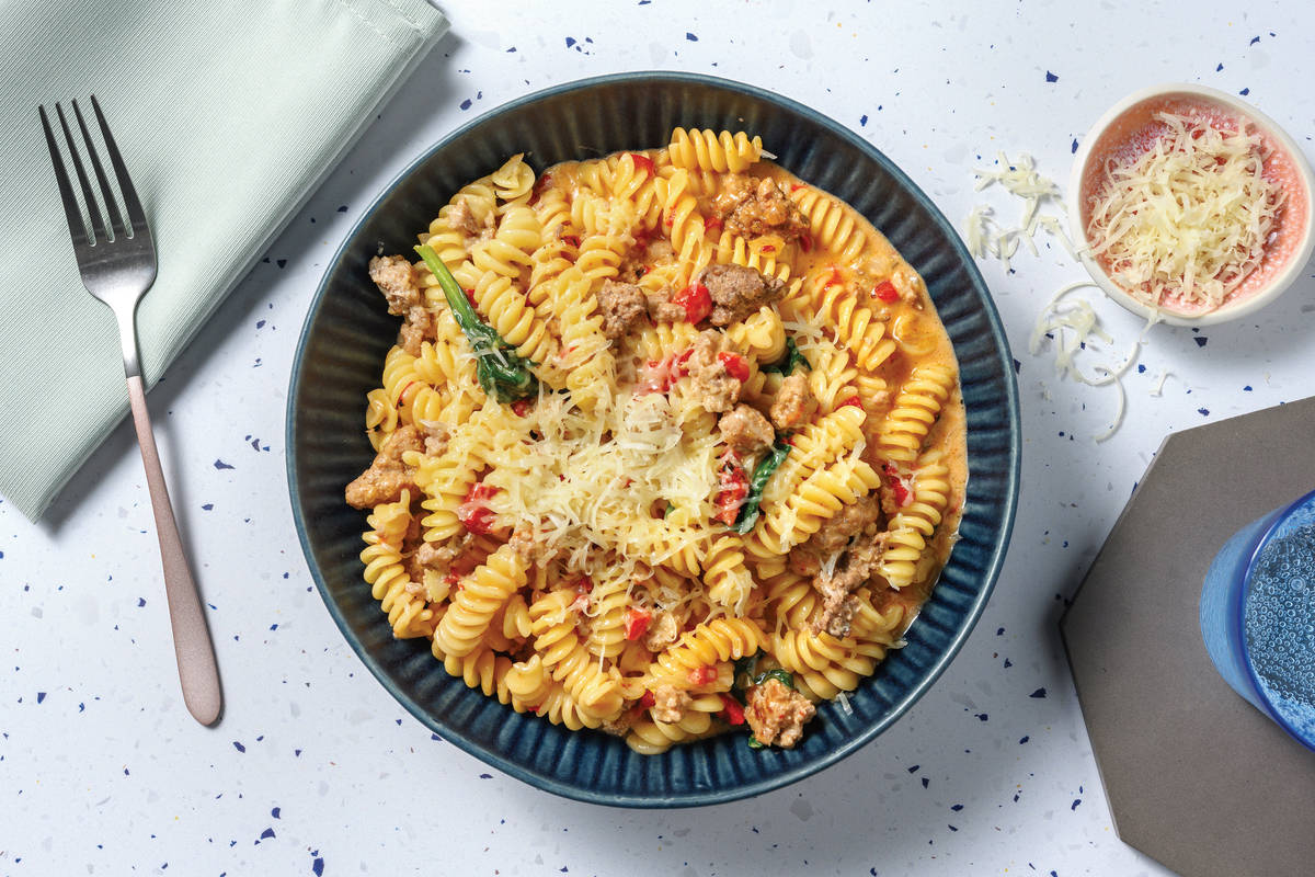 Quick Beef & Pork Capsicum Relish Pasta