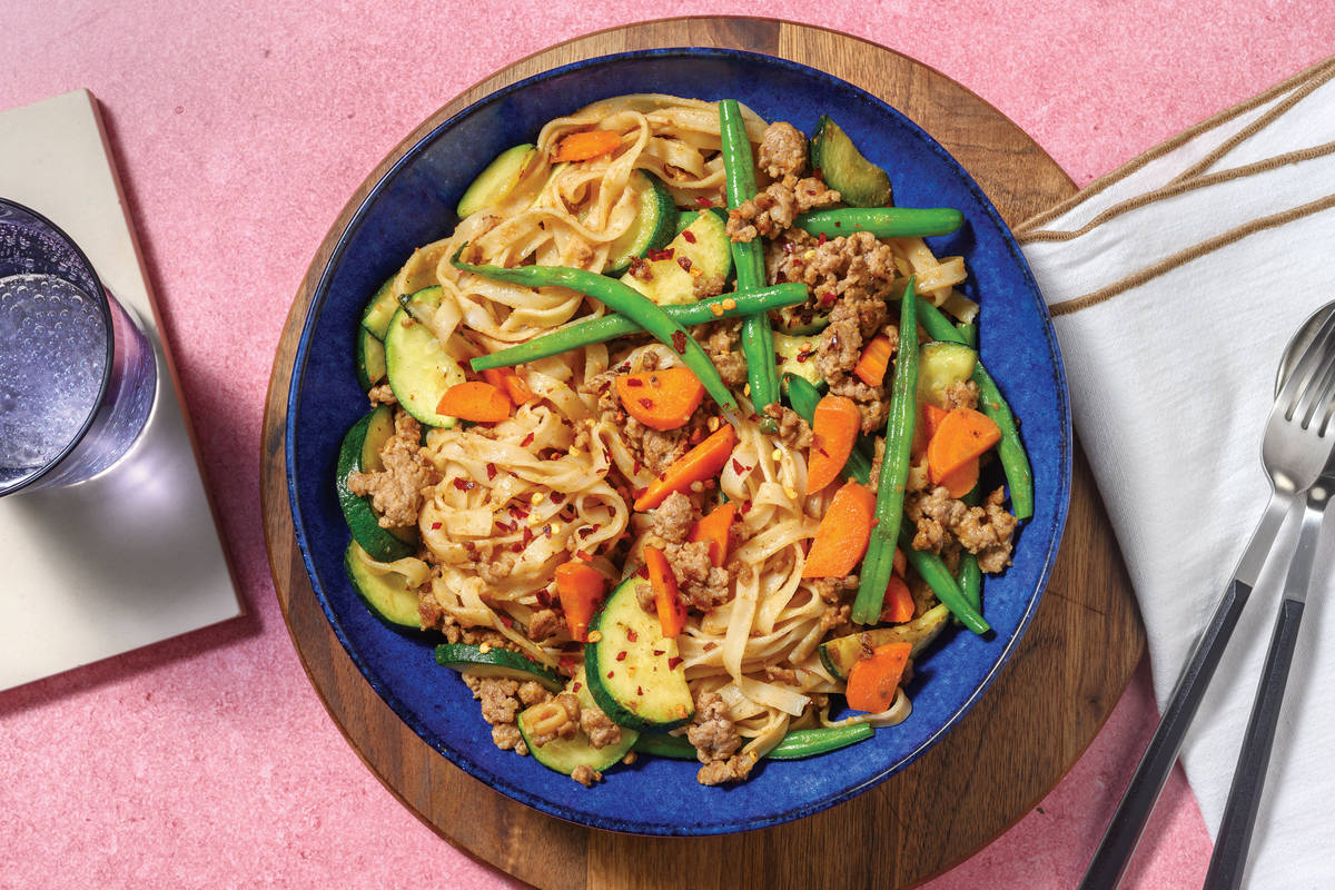 Quick Peanut Pork & Konjac Noodles