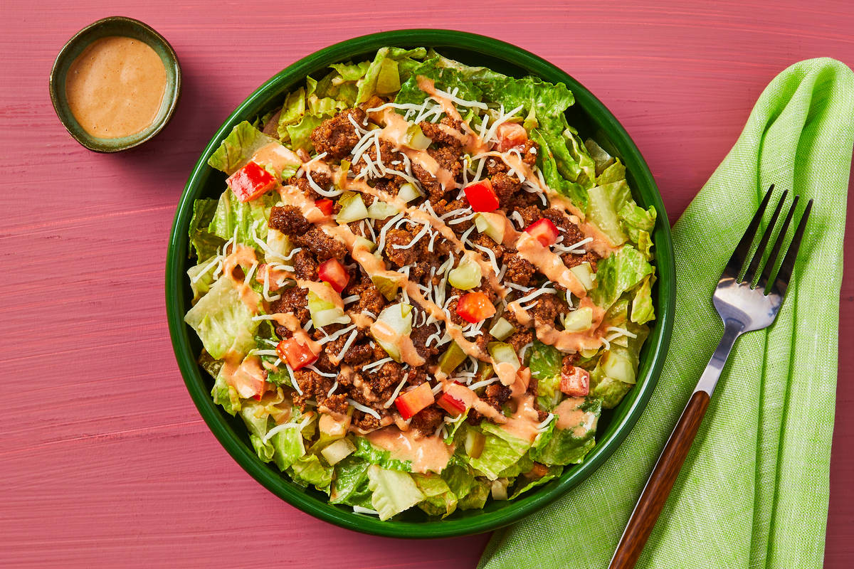 “Skip The Bun” Crunchy Cheeseburger Salad