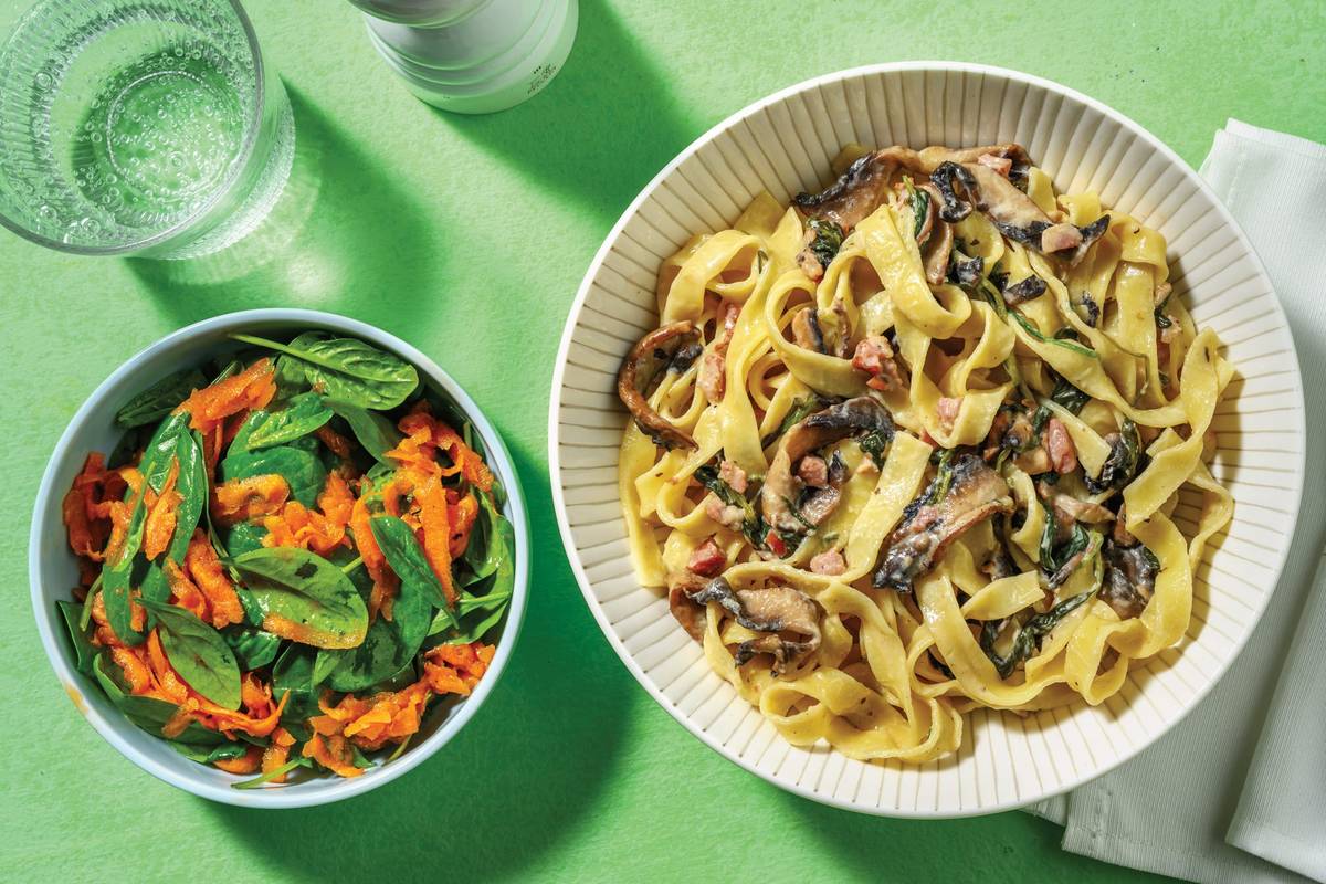 Bacon & Mushroom Carbonara-Style Pasta