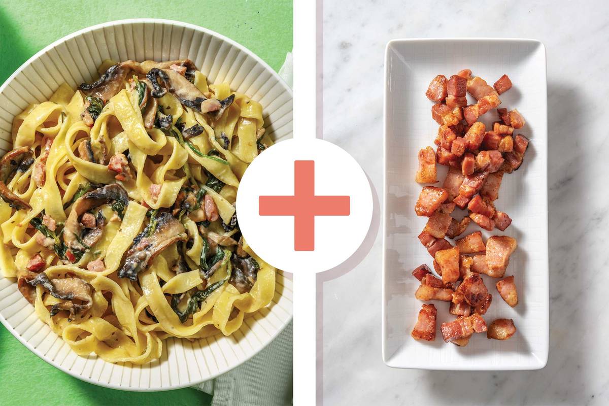 Double Bacon, Mushroom & Cheese Spaghetti