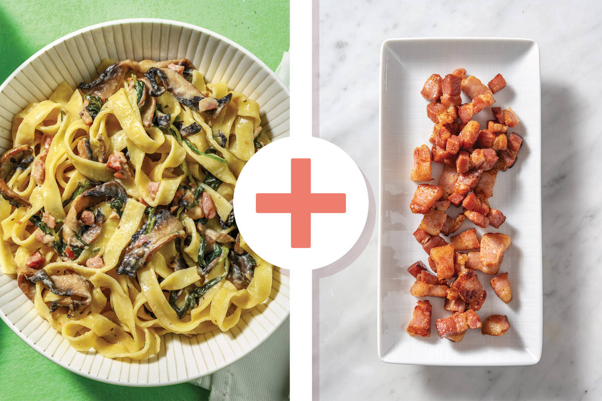 Double Bacon, Mushroom & Parmesan Fettuccine