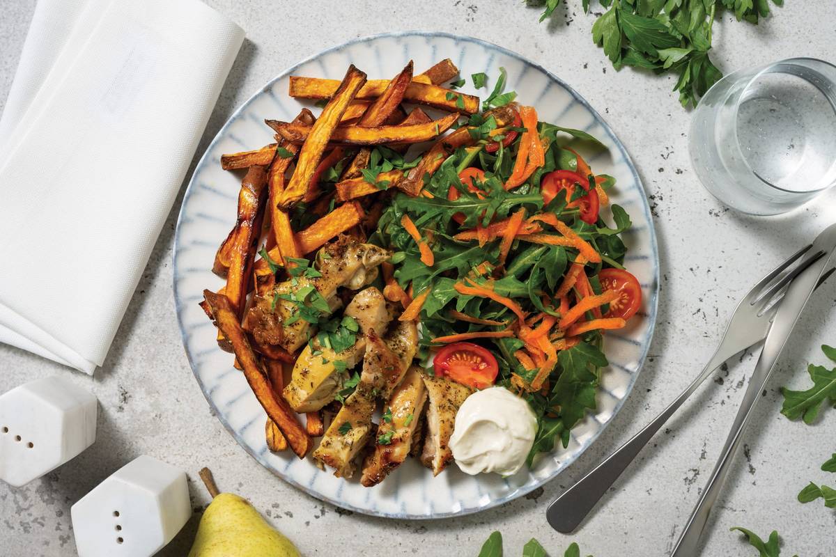 Herbed Chicken & Sweet Potato Fries