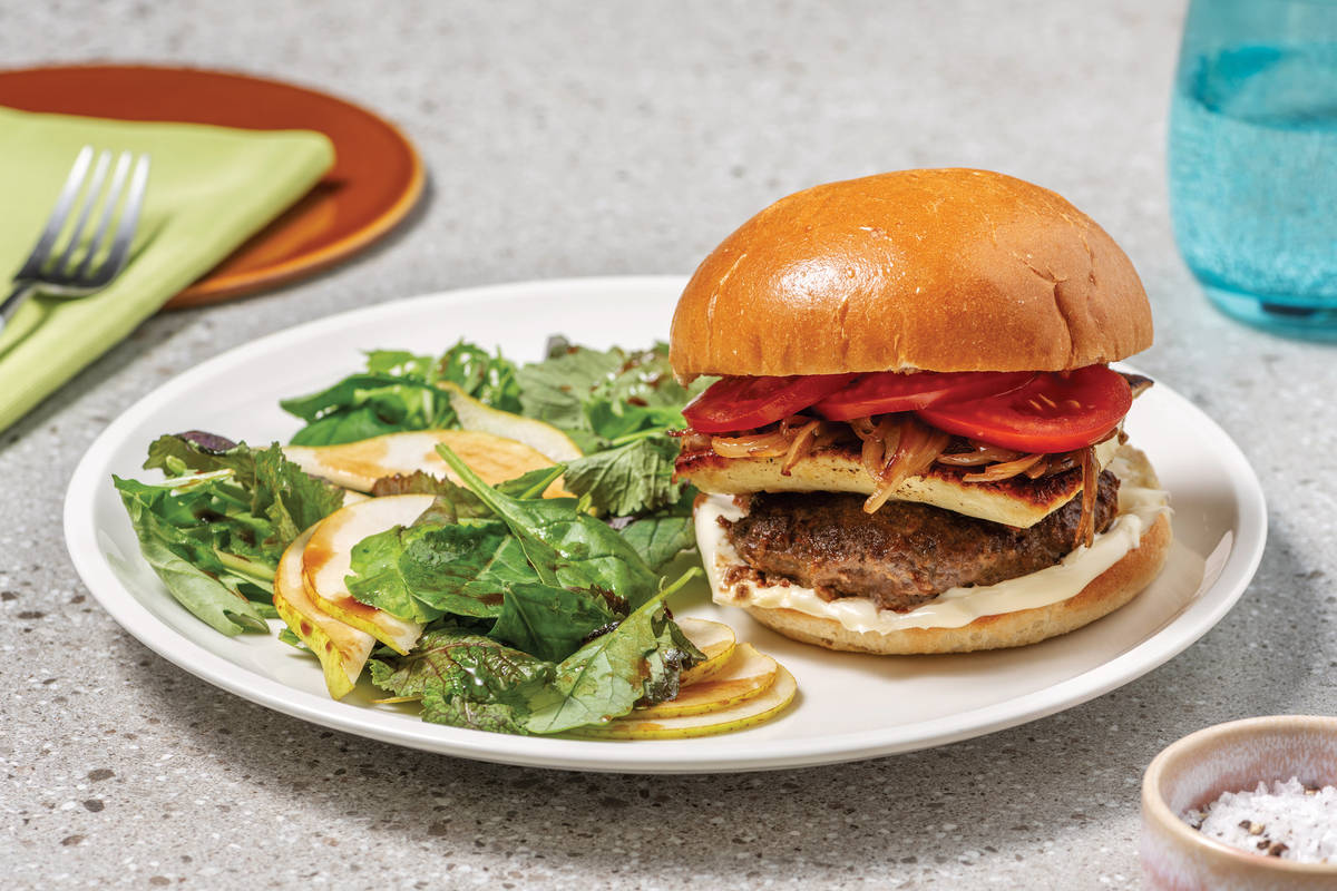 Mediterranean Beef & Haloumi Burger
