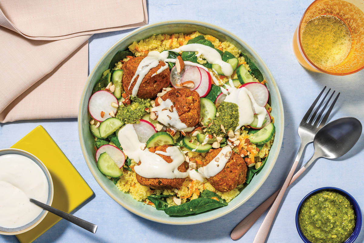 Nourishing Falafel & Pea Pod Couscous Bowl