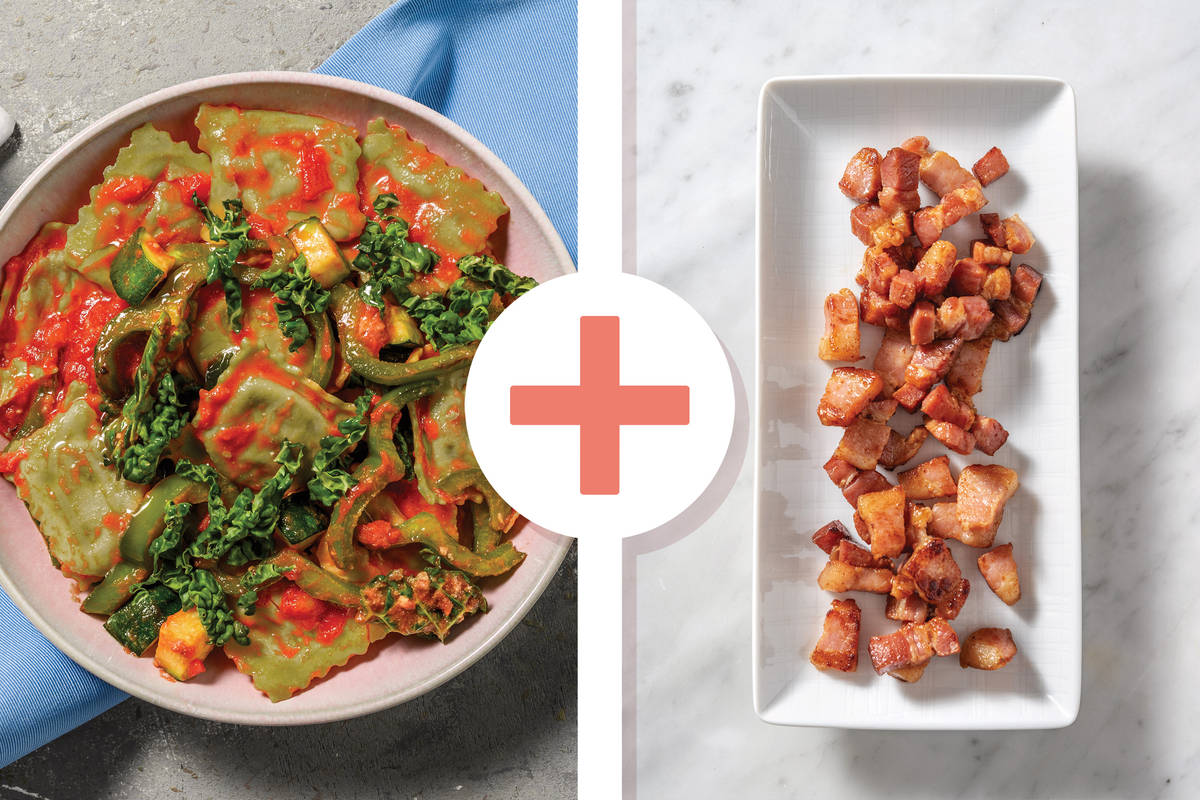 Saucy Roasted Veggie, Bacon & Pumpkin Ravioli