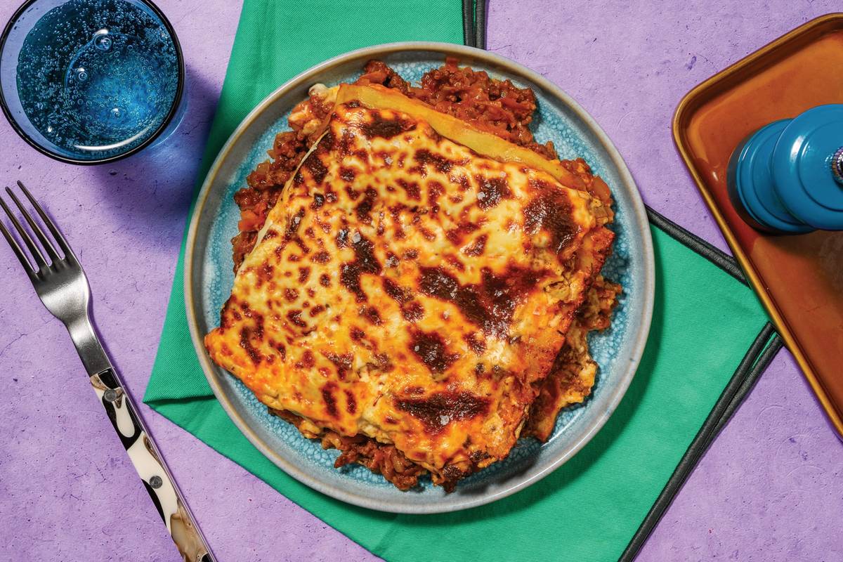 Homemade Beef Bacon Lasagne & White Sauce