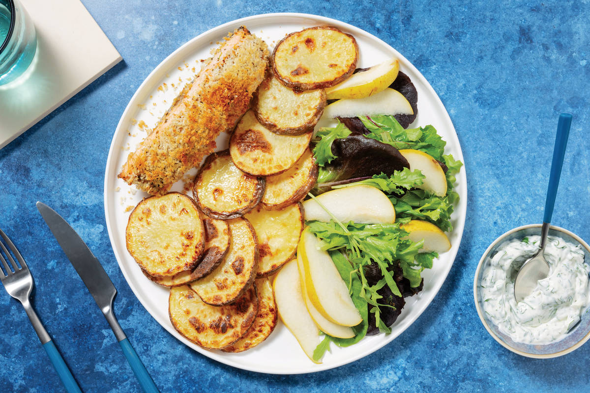 Plant-Based Crumbed Chicken & Golden Potato Rounds