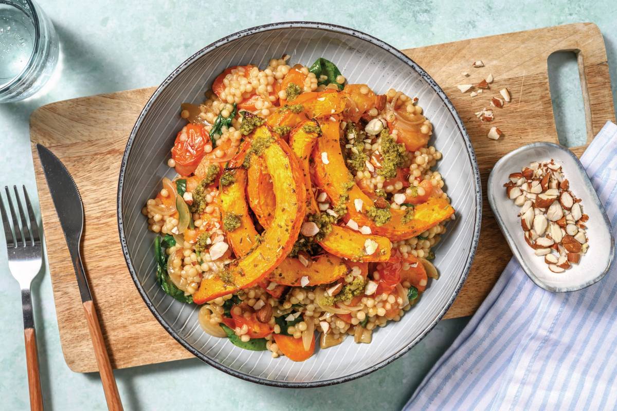 Garlicky Pumpkin, Chicken & Veggie Pearl Couscous
