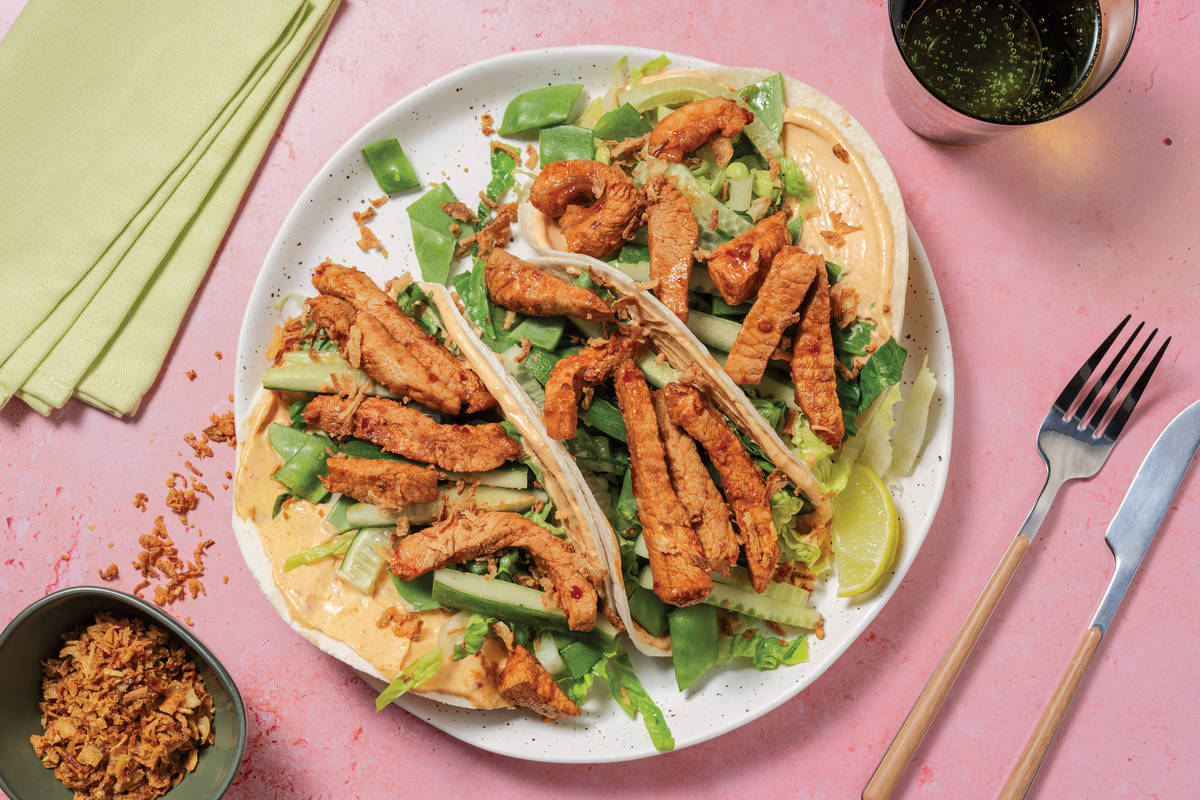 Easy Sichuan Garlic Pork Tacos