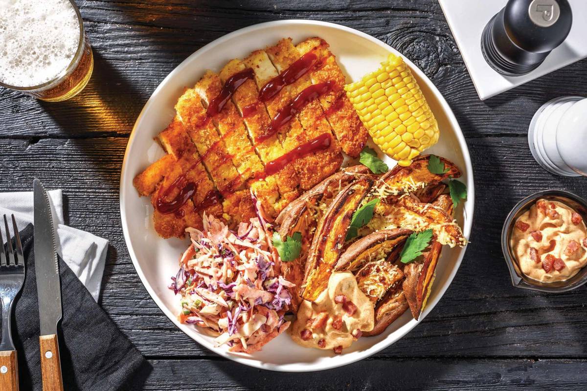 BBQ Chicken Schnitzel & Ranch Slaw