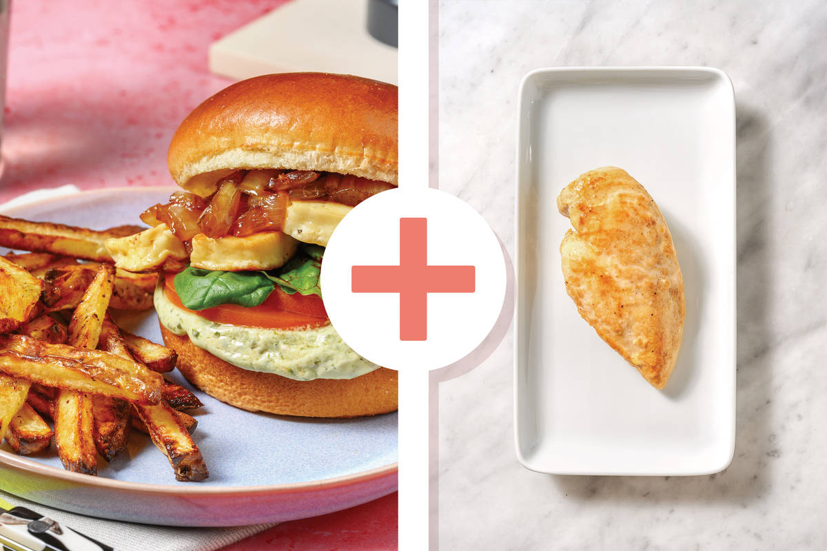 Chicken, Haloumi & Caramelised Onion Burger