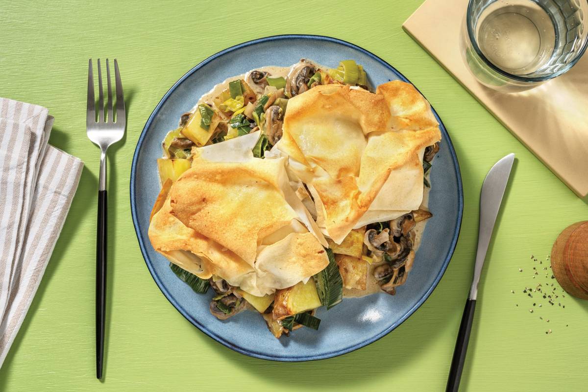 Chicken, Bacon & Mushroom Filo Pie