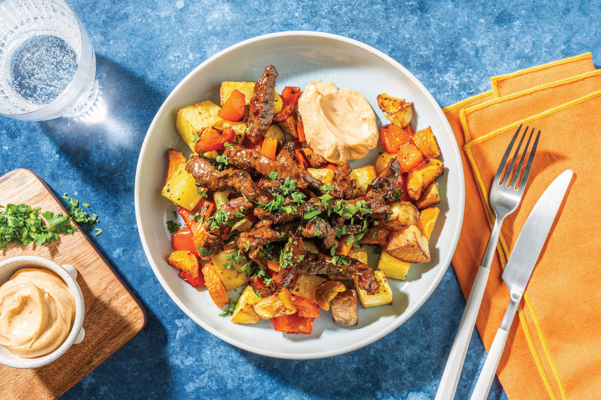 Sticky Chutney Beef Strips