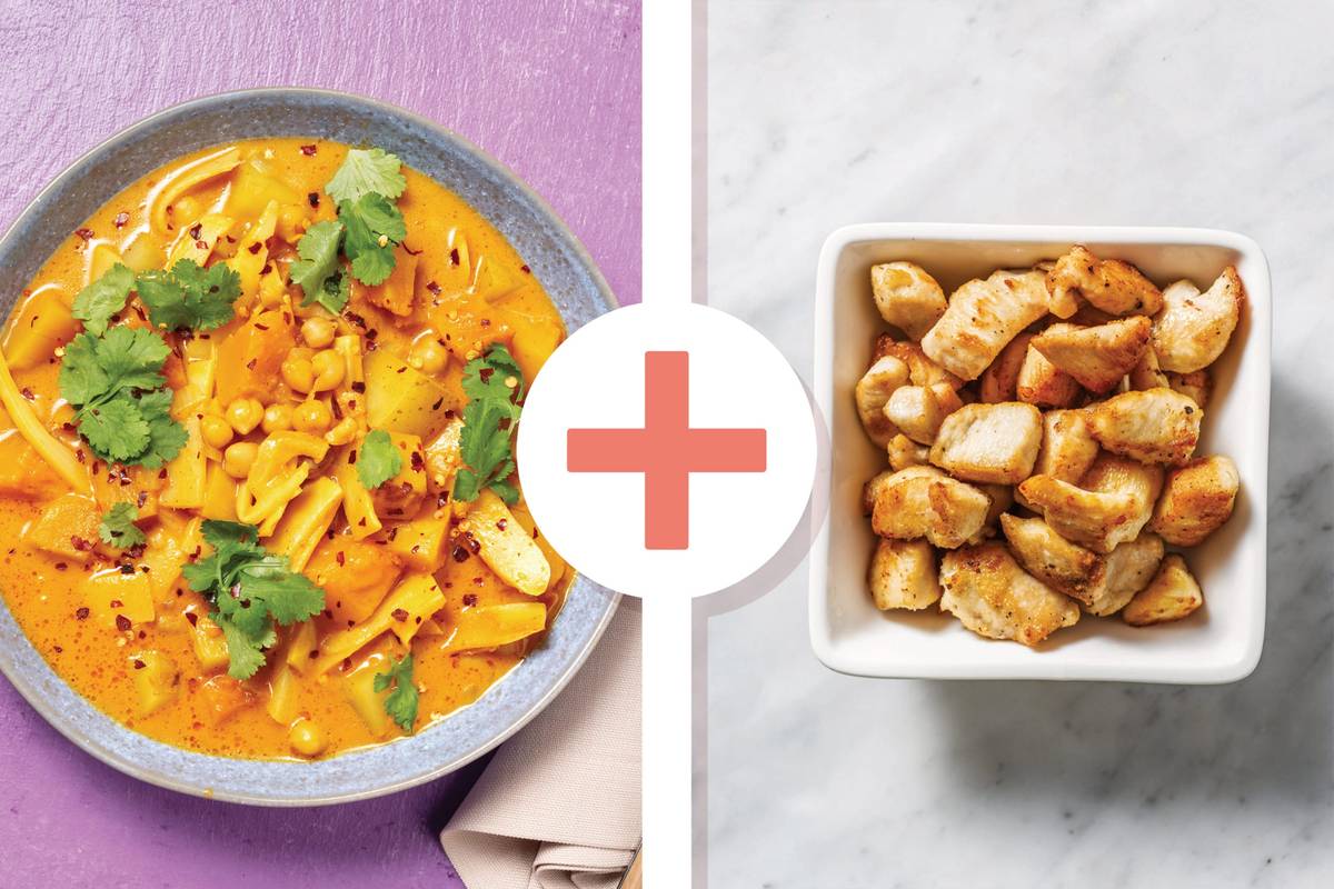 Creamy Chermoula Chicken, Chickpea & Pumpkin Soup
