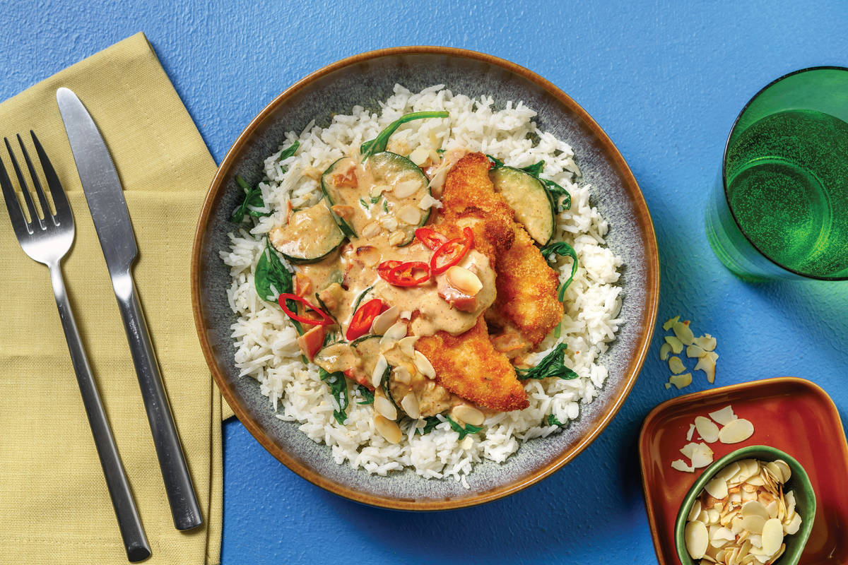 Plant-Based Chick'n & Spinach Garlic Rice