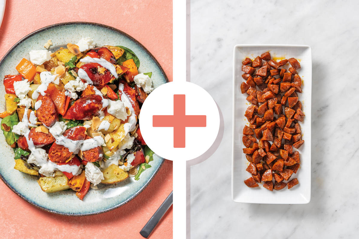 Easy Double Chorizo, Potato & Veggie Traybake