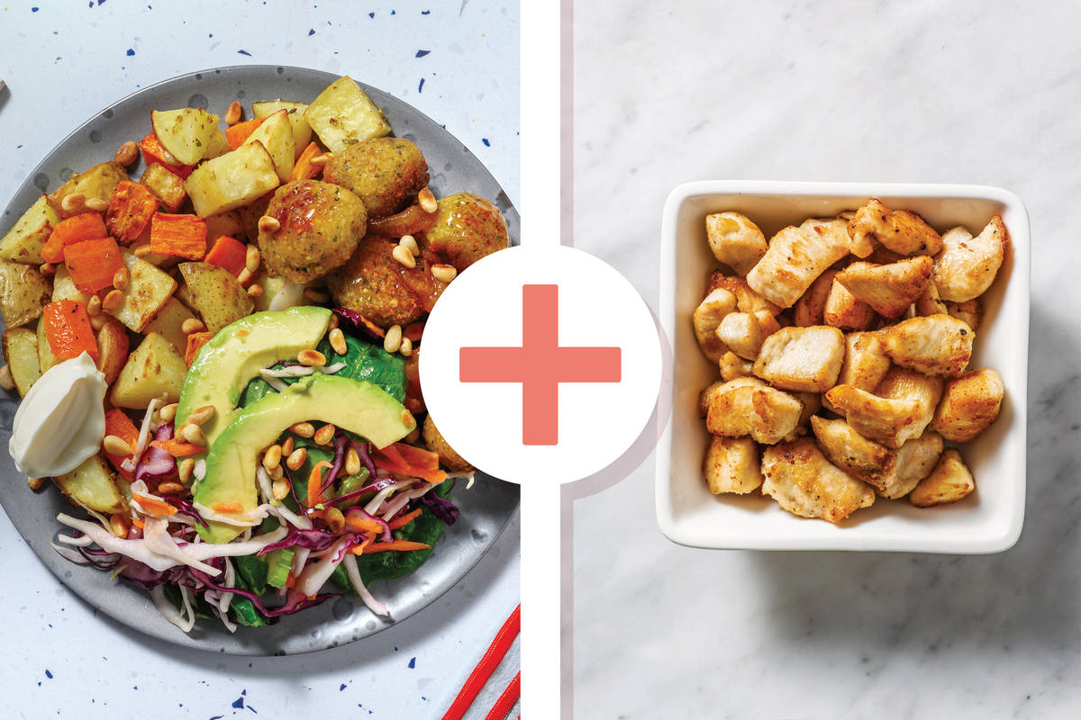 Apricot-Glazed Falafels & Chicken Nourish Plate