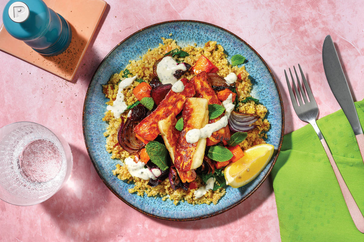 Glazed Haloumi & Moroccan Spiced Couscous