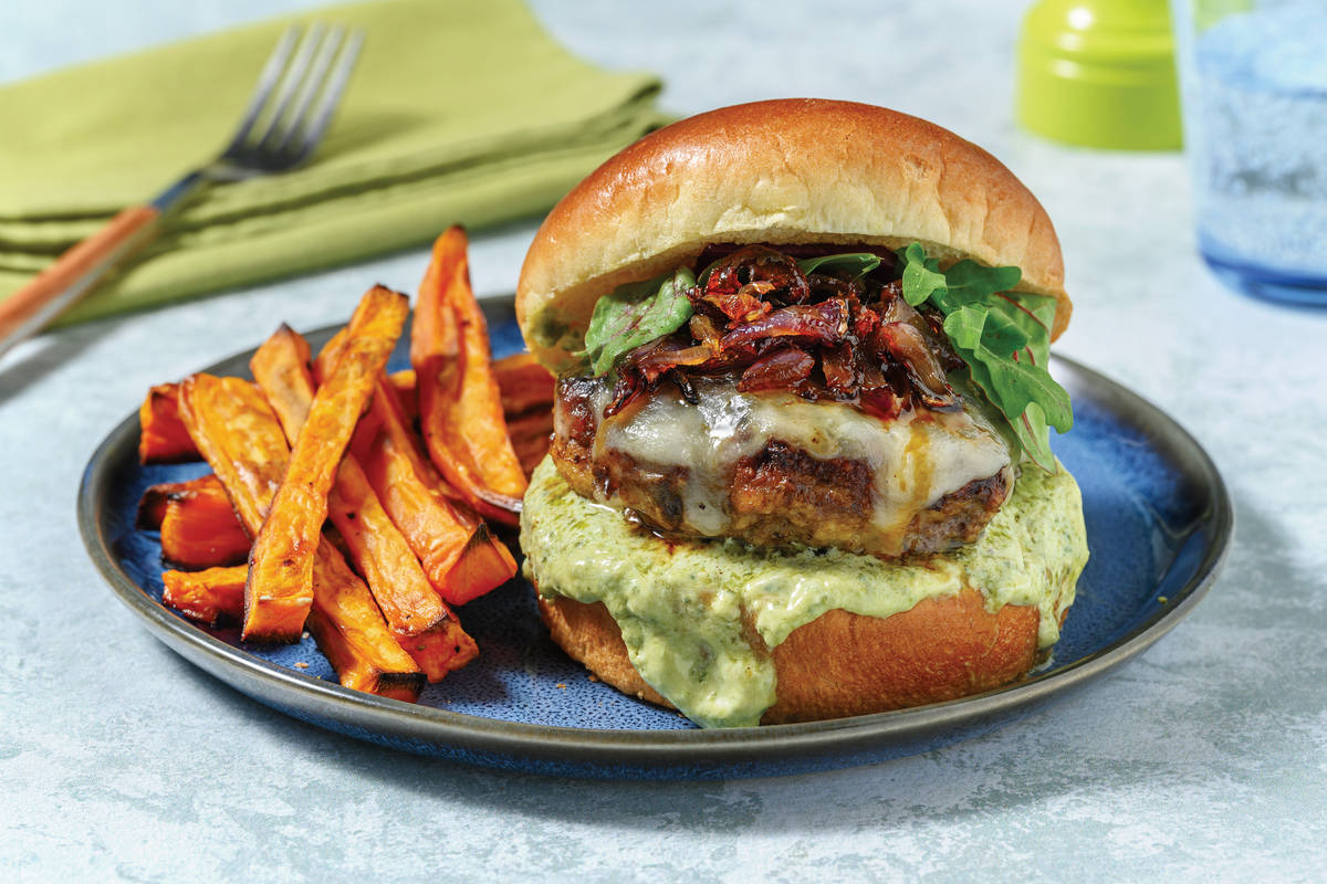 Cheesy Beef Burger & Fries