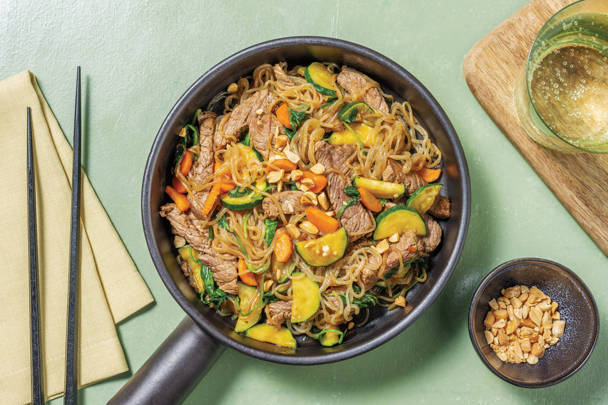 Easy Asian BBQ Beef & Sichuan Konjac Noodles