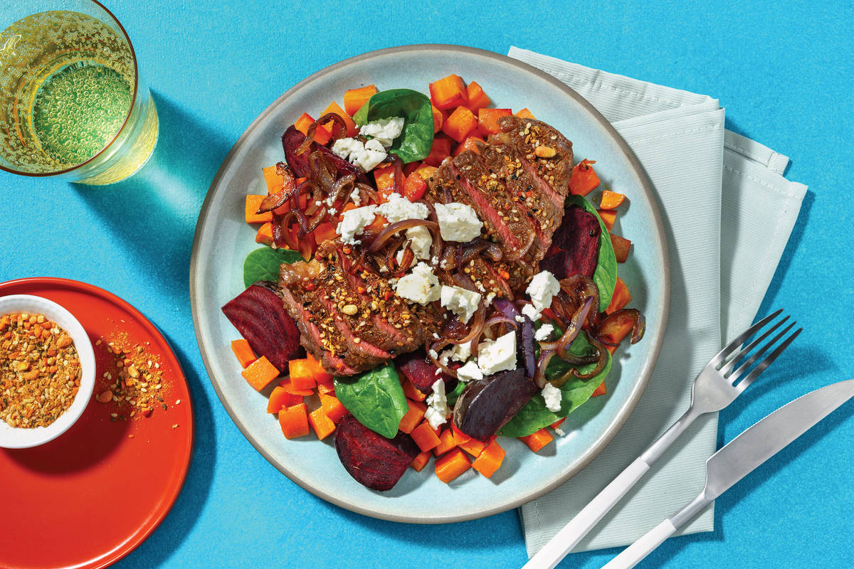 Dukkah Lamb Rump & Roast Veggie Salad