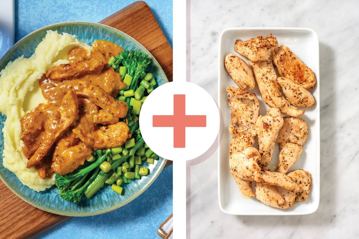 Creamy Spiced Double Chicken Strips & Potato Mash