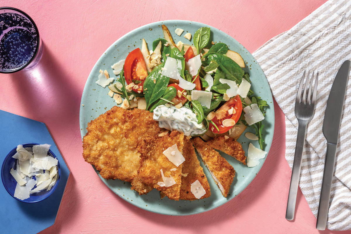 Easy Italian Pork Cotoletta & Parmesan-Rocket Salad