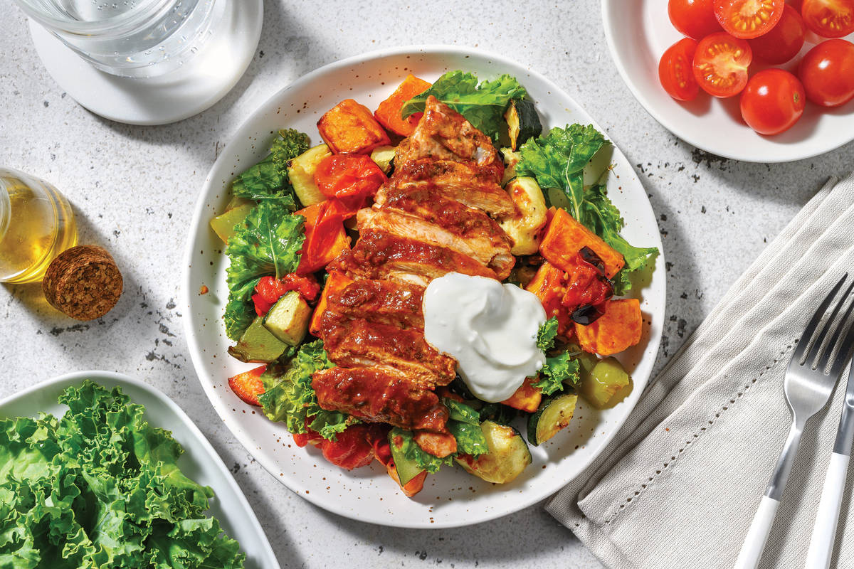 Smokey Honey-Chipotle Chicken & Veggie-Kale Toss