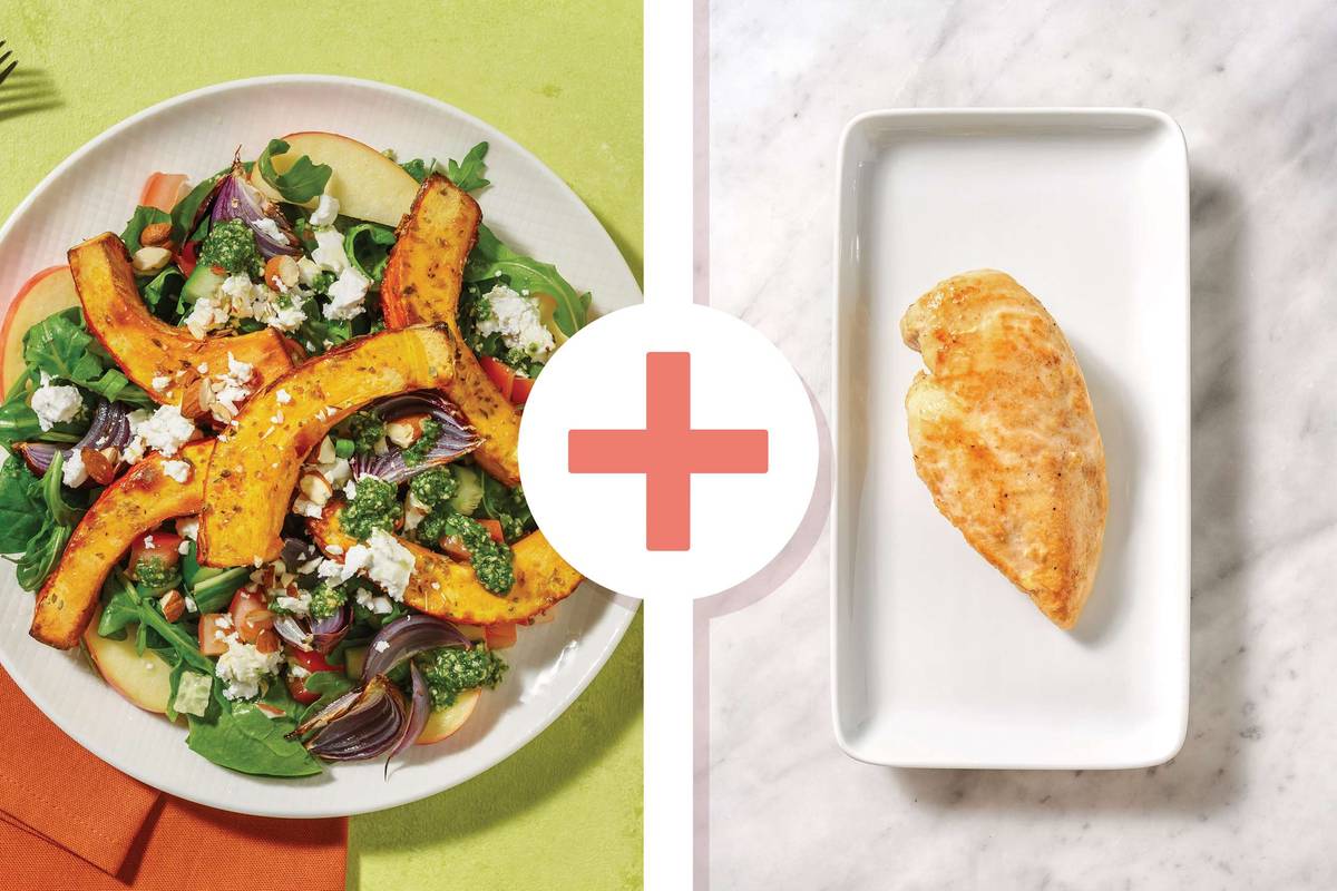 Roast Pumpkin, Chicken & Basil Pesto Salad