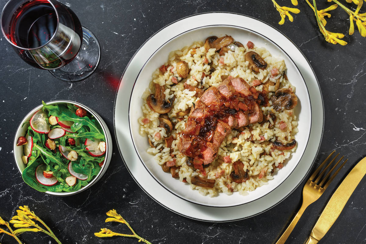 Seared Lamb Loin & Bacon Risotto
