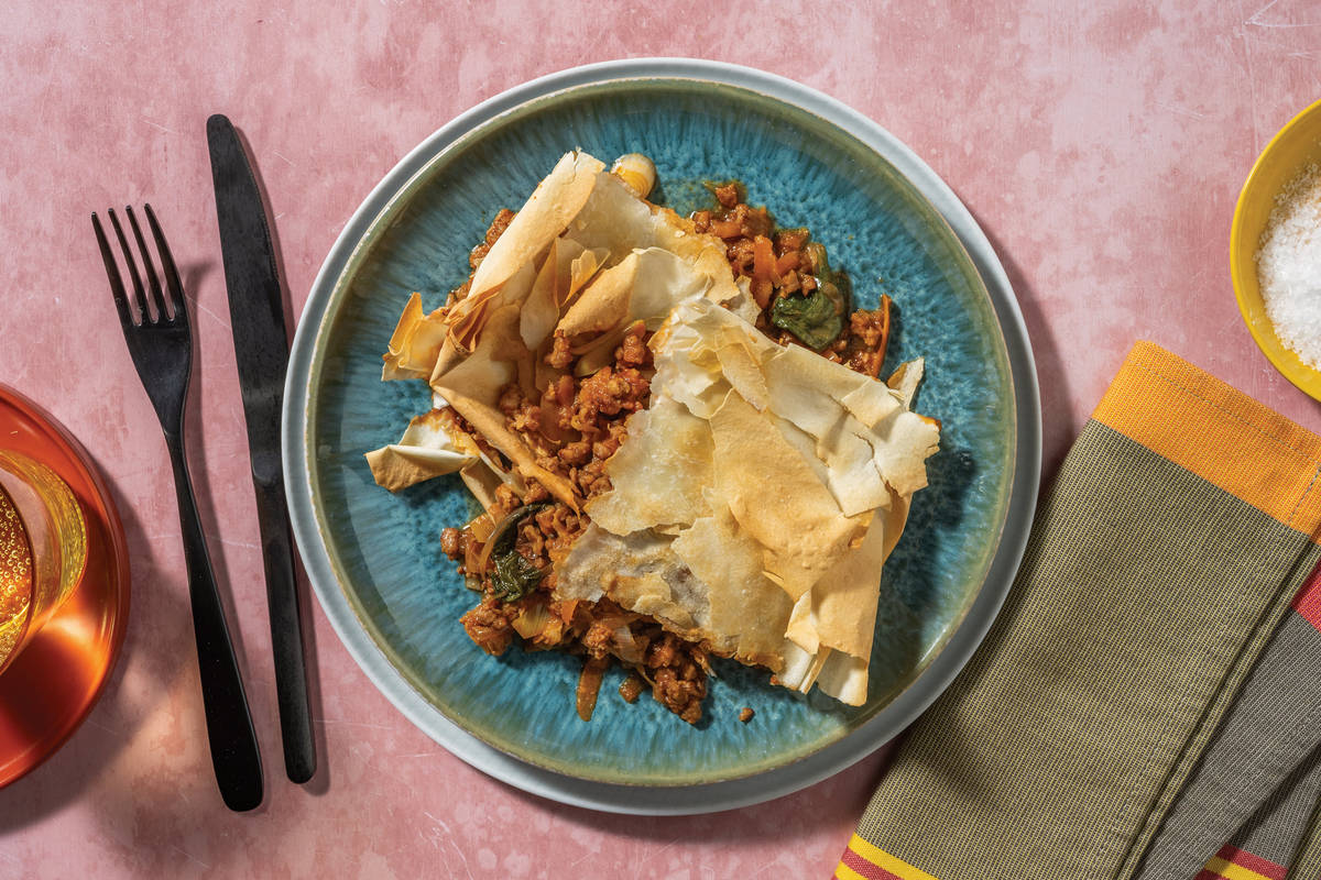 Saucy Veggie Mince & Filo Pastry Pie