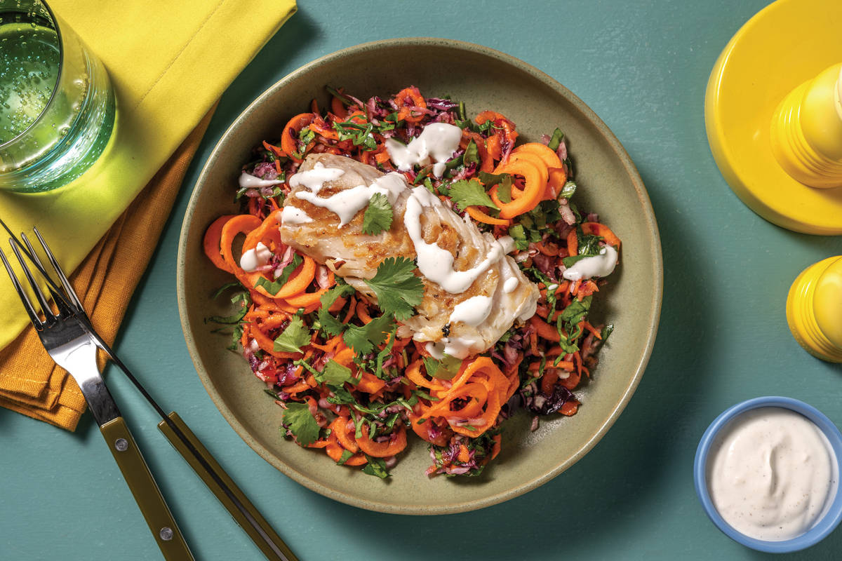 Quick Mumbai-Spiced Fish & Carrot Noodle Salad