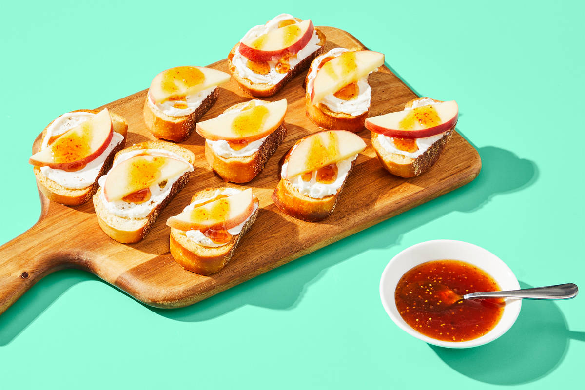 Fig Jam, Crème Fraîche & Apple Crostini
