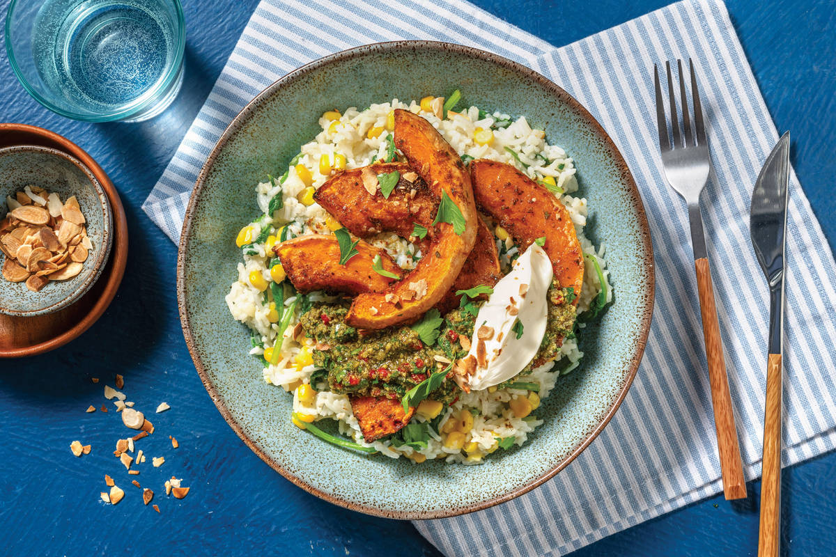 All-American Roast Pumpkin, Chicken & Chimichurri