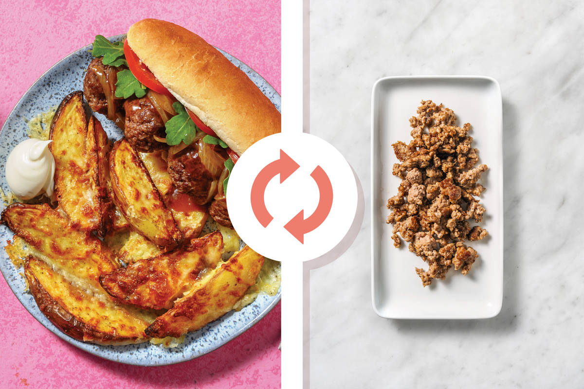 Lamb Meatball Subs & Cheesy Wedges