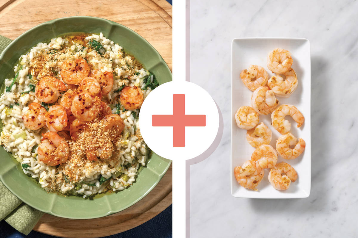 Double Chilli Butter Prawns & Baked Leek Risotto