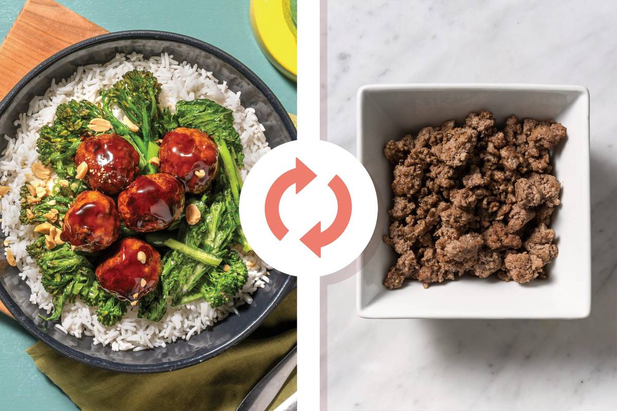 Hoisin Beef Meatballs & Jasmine Rice