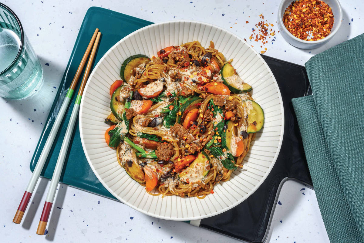 Quick Garlic-Black Bean Beef & Konjac Noodle Stir Fry