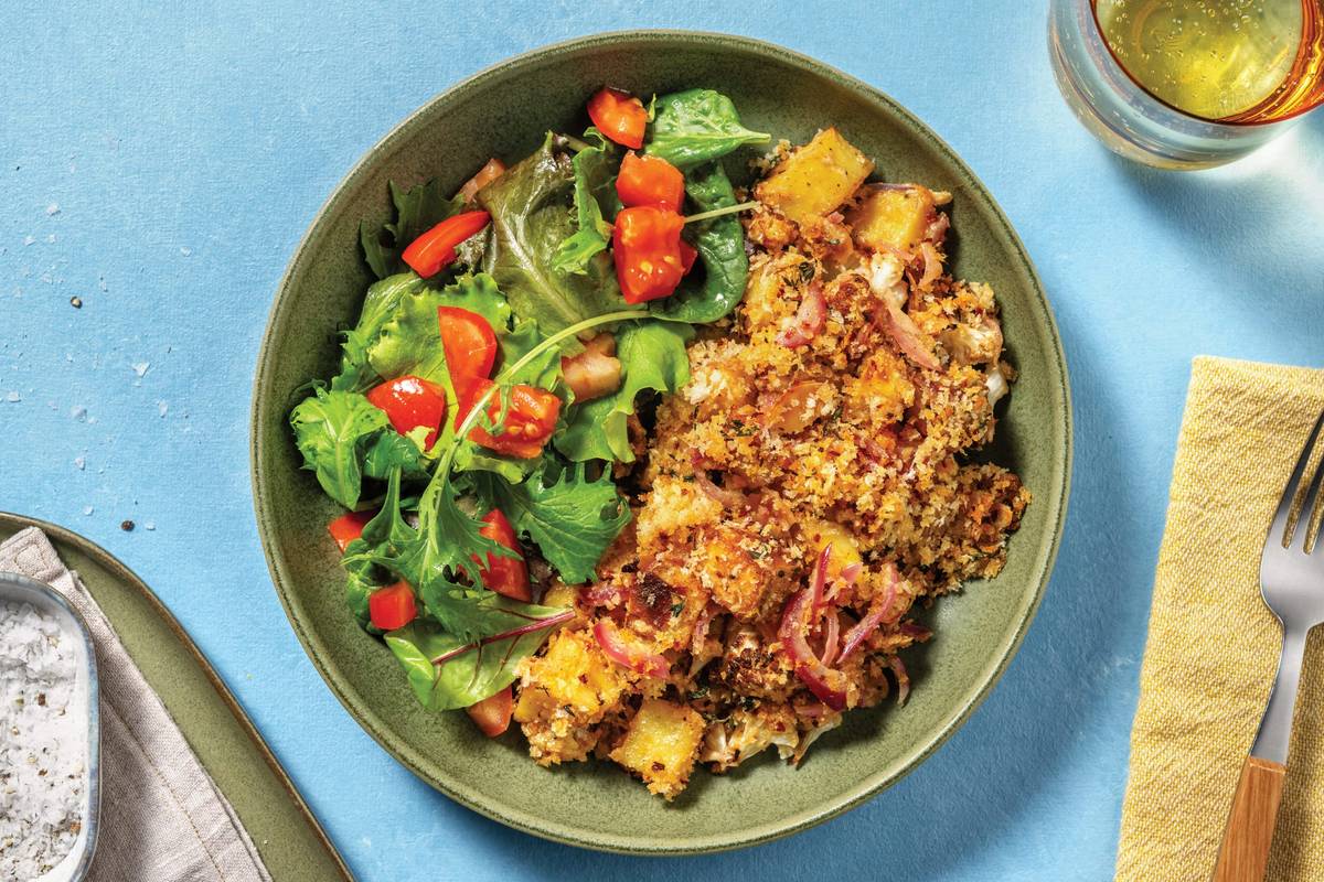 Creamy Potato, Bacon & Cauliflower Gratin